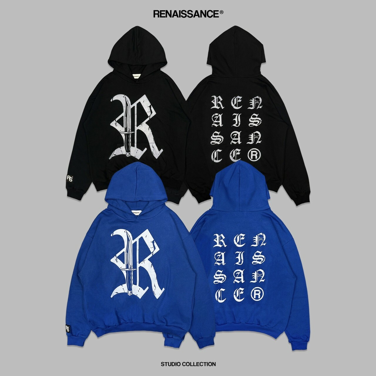 RENAISSANCE 斑駁歌德字體 Logo 匕首帽T  ‘’ Gothic Knife Hoodie ‘’