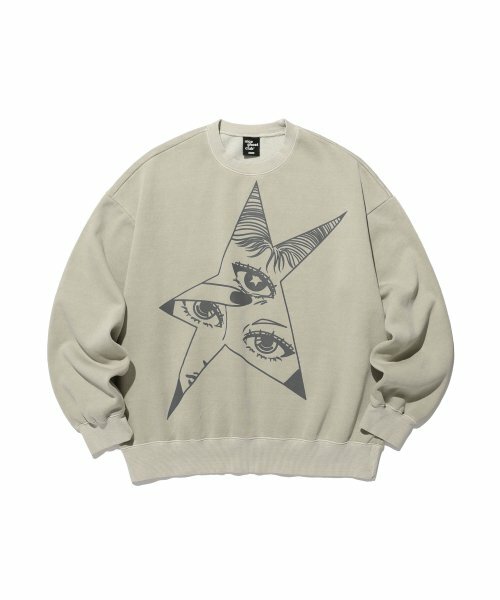 niceghostclub - Star eyes pigment sweatshirt (beige)