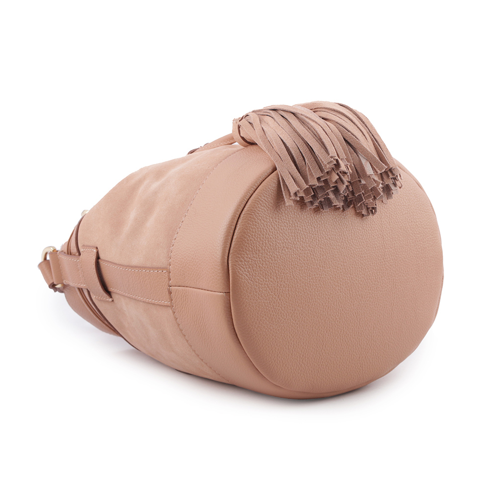 【SEE BY CHLOE】VICKI 山羊皮拼麂皮水桶包(粉色) CHS23ASC123306I3