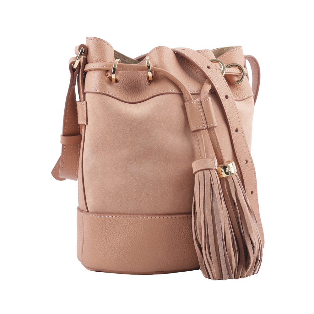 【SEE BY CHLOE】VICKI 山羊皮拼麂皮水桶包(粉色) CHS23ASC123306I3