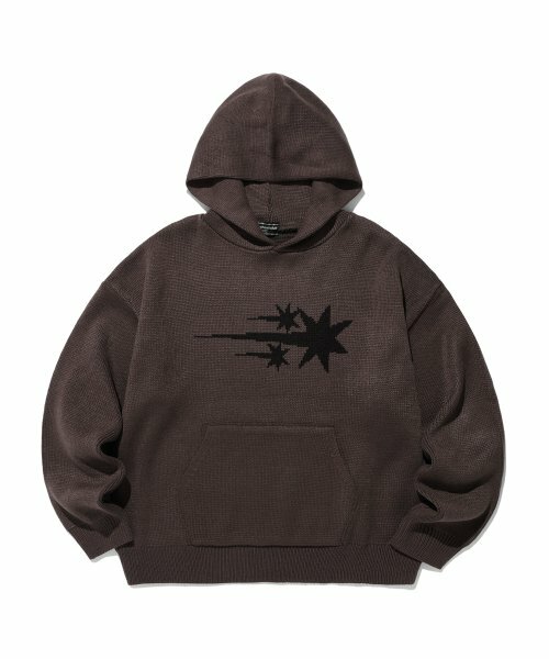 niceghostclub - 3STARS LOGO KNIT HOODIE [BROWN]