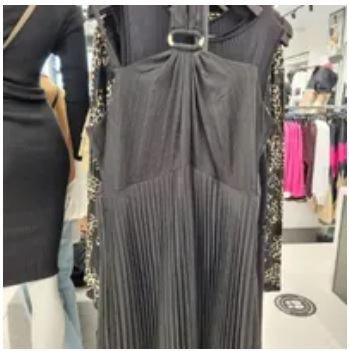 [S] DKNY PLEATED HALTER DRESS WITH LUREX,BLACK, P3EBGSA2-BLK [FINAL SALE] (SD684)