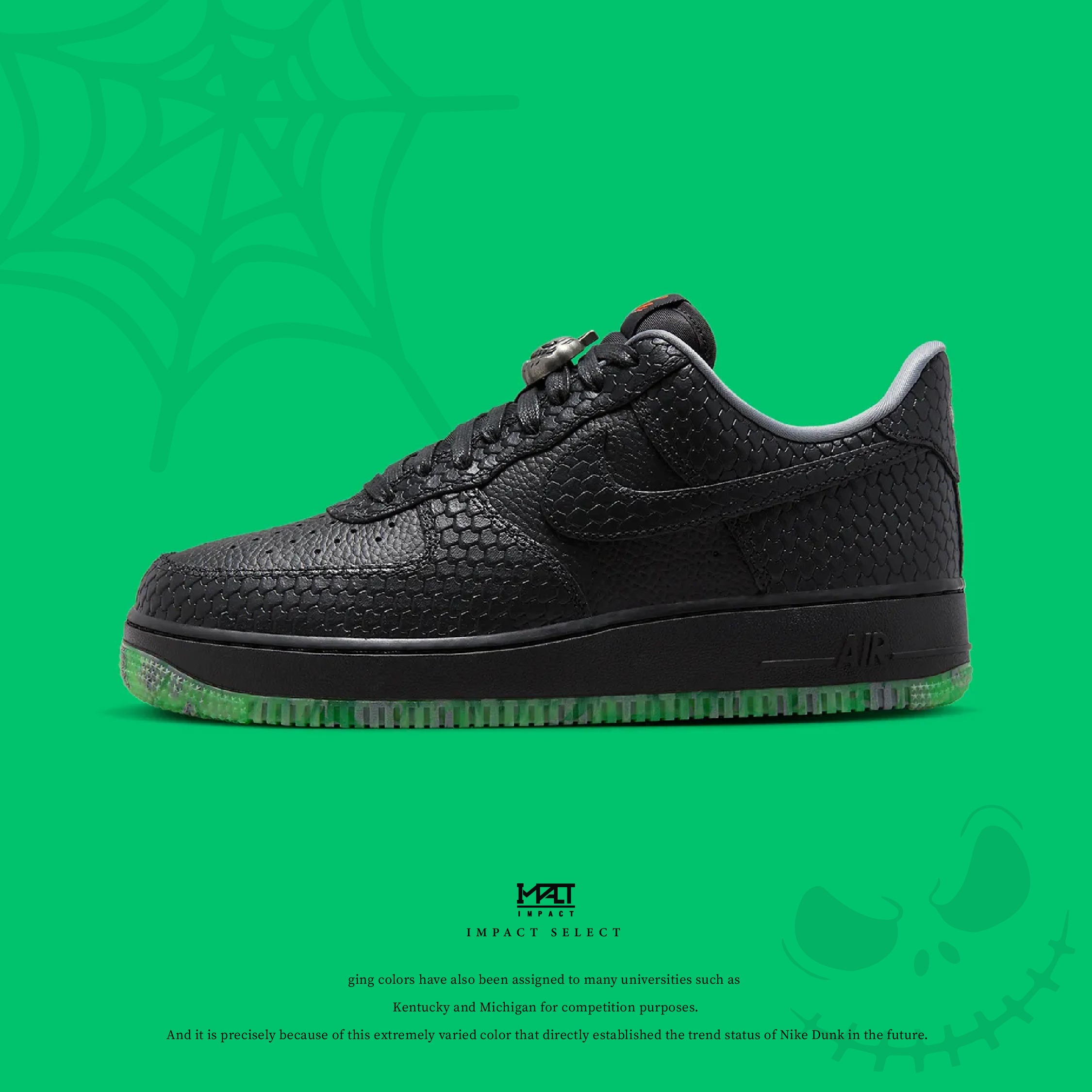 Nike Aiir Force1 "Halloween" 黑綠毒蟒 萬聖節限定 蛇紋 黑魂 夜光 FQ8822-084