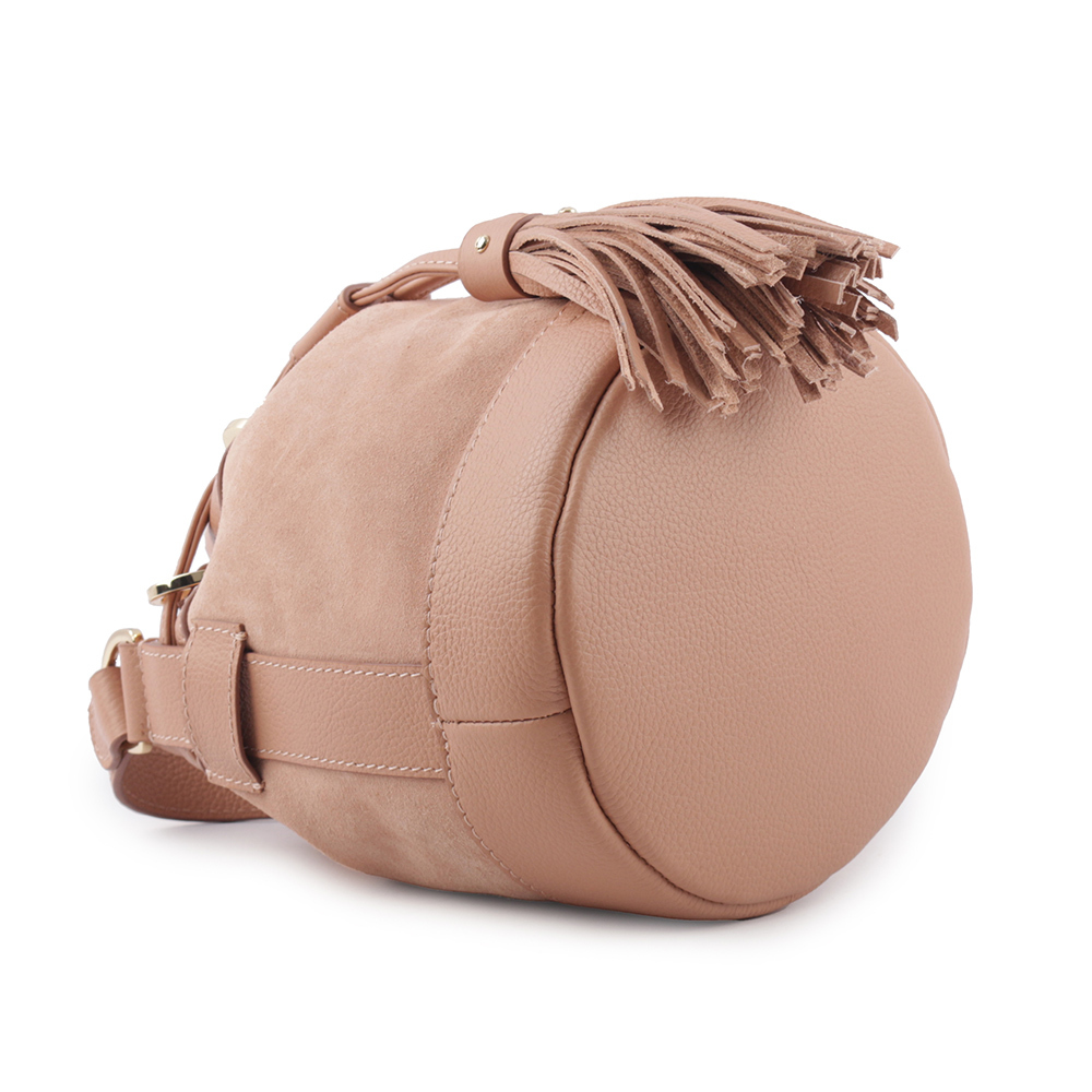 【SEE BY CHLOE】VICKI 山羊皮拼麂皮小款水桶包(粉色) CHS23ASC133306I3