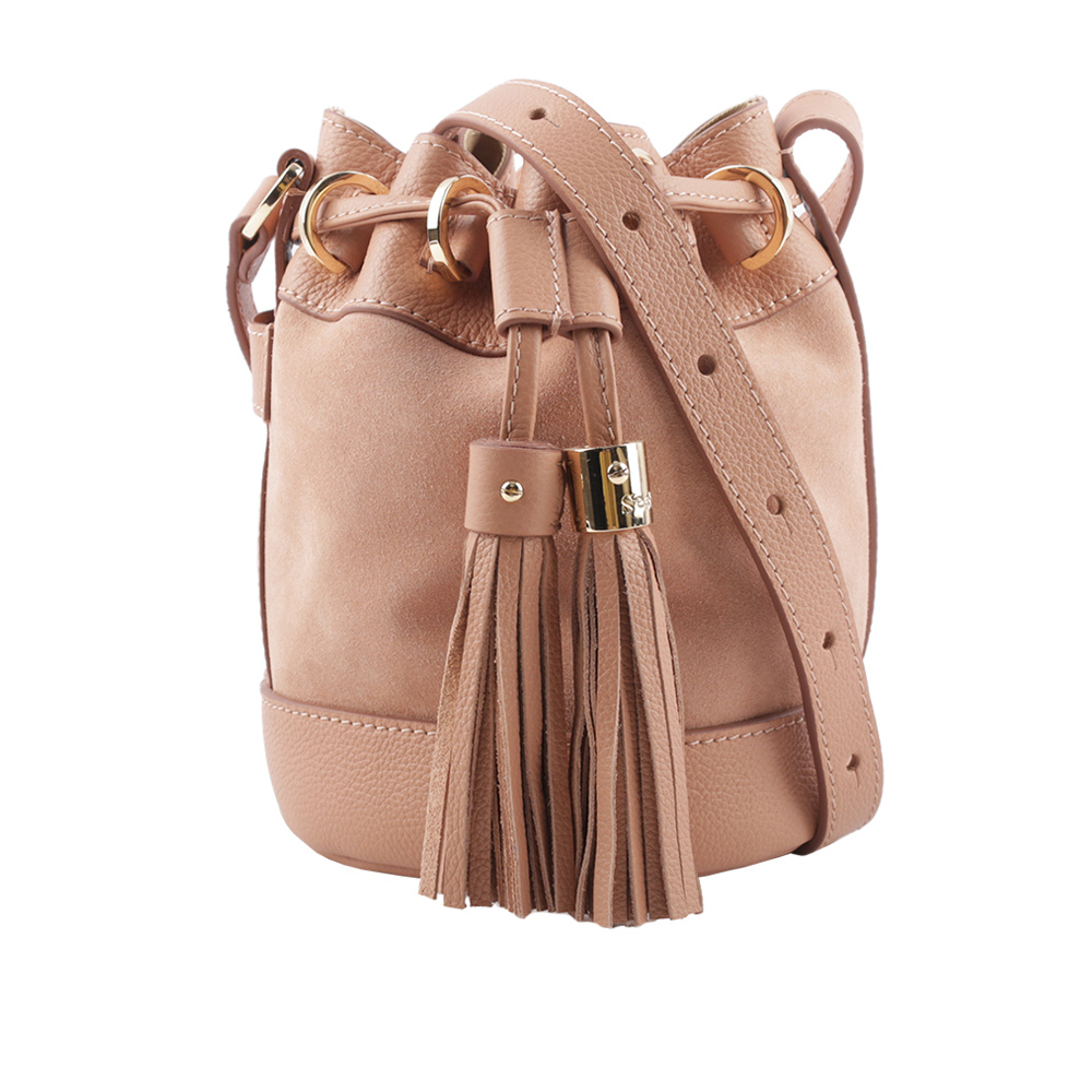 【SEE BY CHLOE】VICKI 山羊皮拼麂皮小款水桶包(粉色) CHS23ASC133306I3