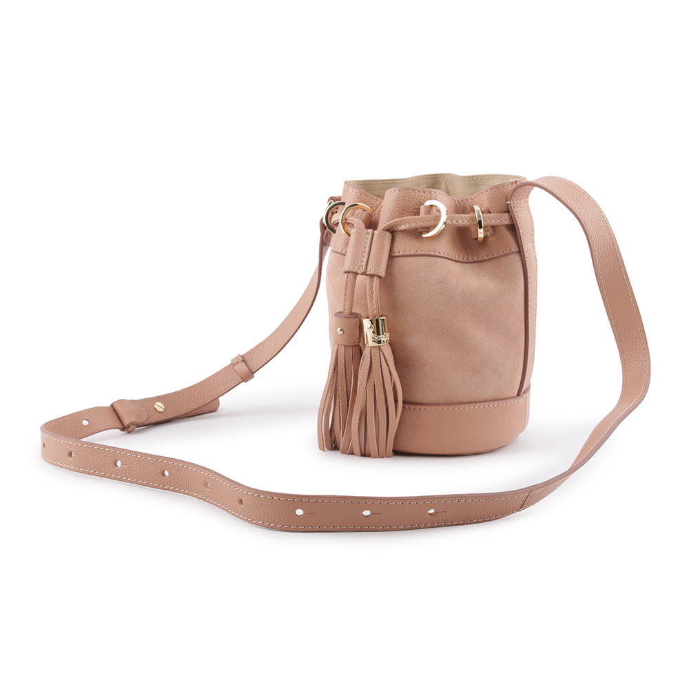【SEE BY CHLOE】VICKI 山羊皮拼麂皮小款水桶包(粉色) CHS23ASC133306I3