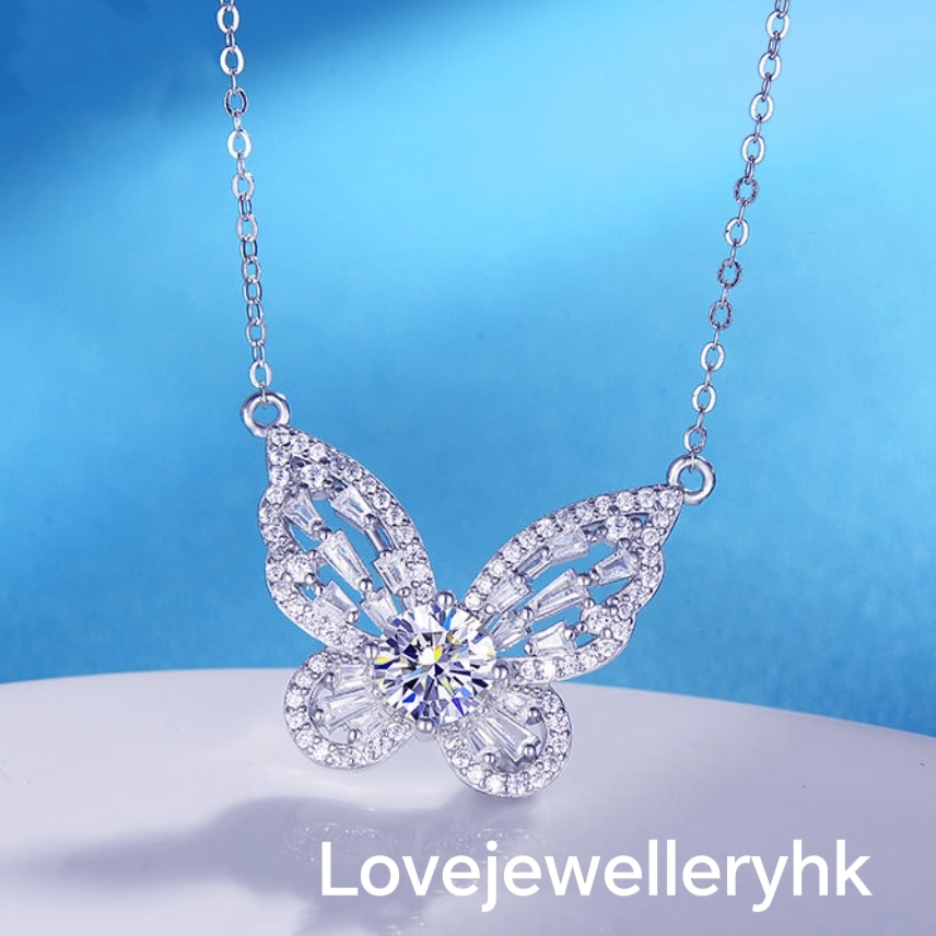 莫桑鑽 蝴蝶頸鏈N1C008