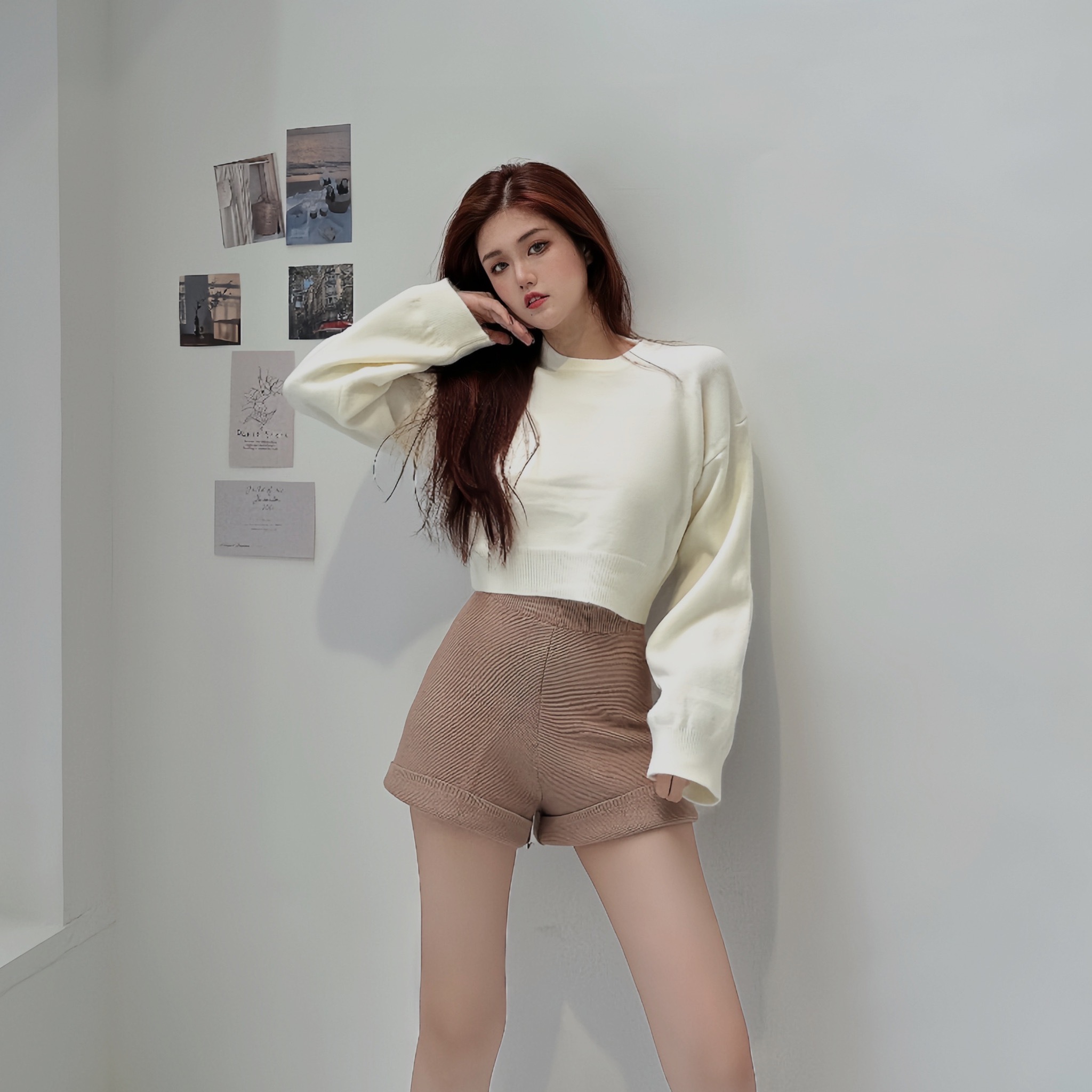 百搭修身針織短褲/四色