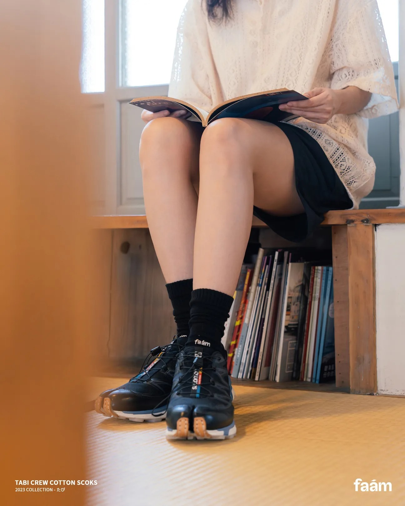 FAAM TABI CREW 黯灰- 分趾針織高筒襪