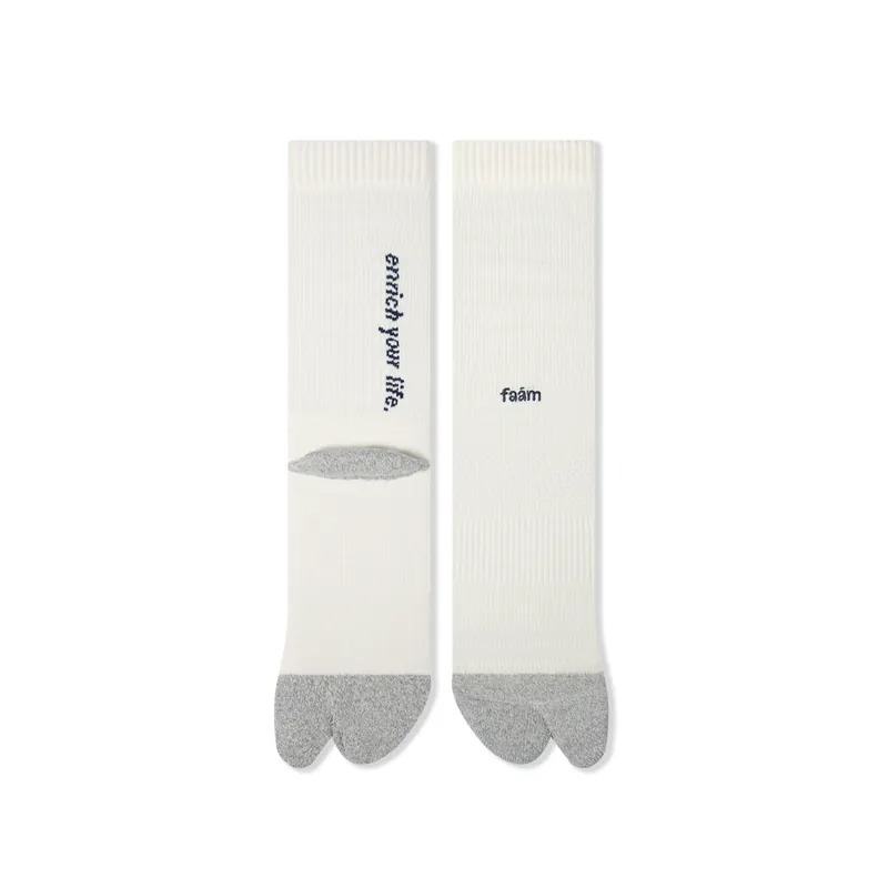 FAAM TABI CREW 米灰 - 分趾針織高筒襪