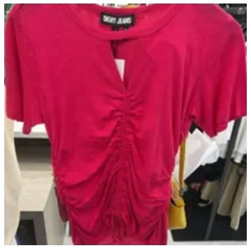 [S] DKNY RUCHED FRONT TEE,AMALFI PINK, E3EH3SPJ-EHC [FINAL SALE] (SD689)