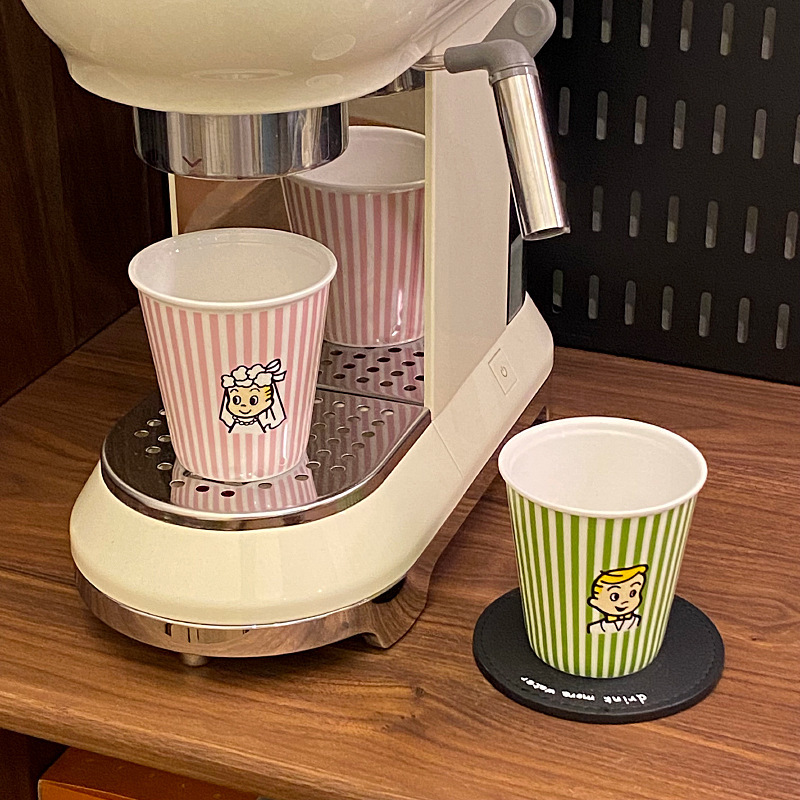 《3193》Q版新娘新郎條紋手握杯220ML