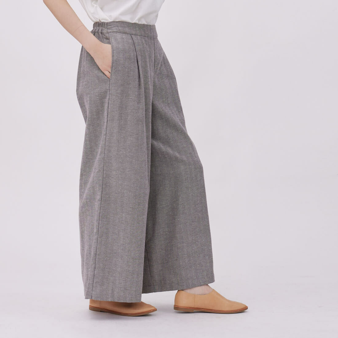 Luke寬版打摺西裝長褲/灰棕