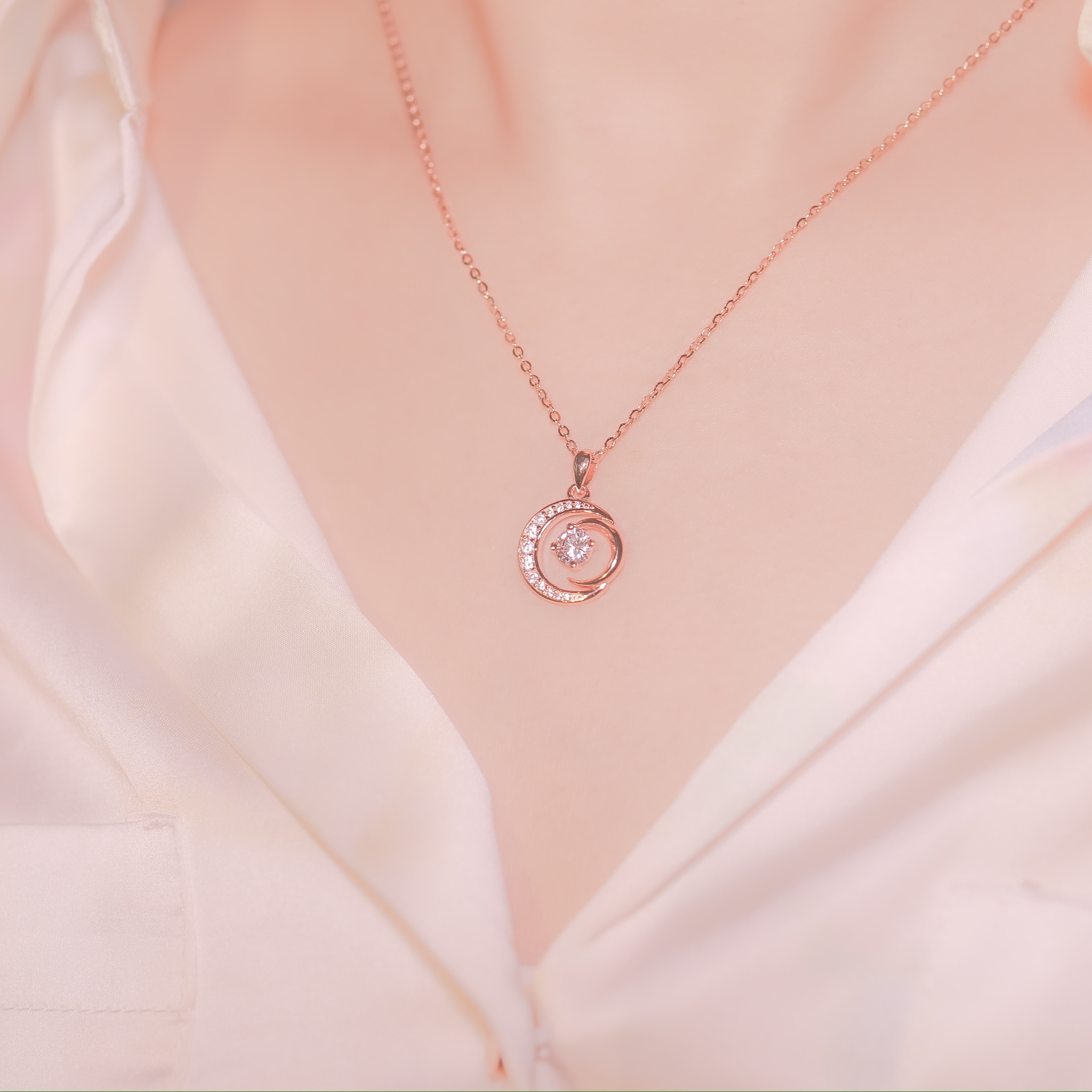 | 925 Silver・White Gold・Rose Gold | Promise From The Moon Necklace（Silver / Rose Gold） | NE0936 |