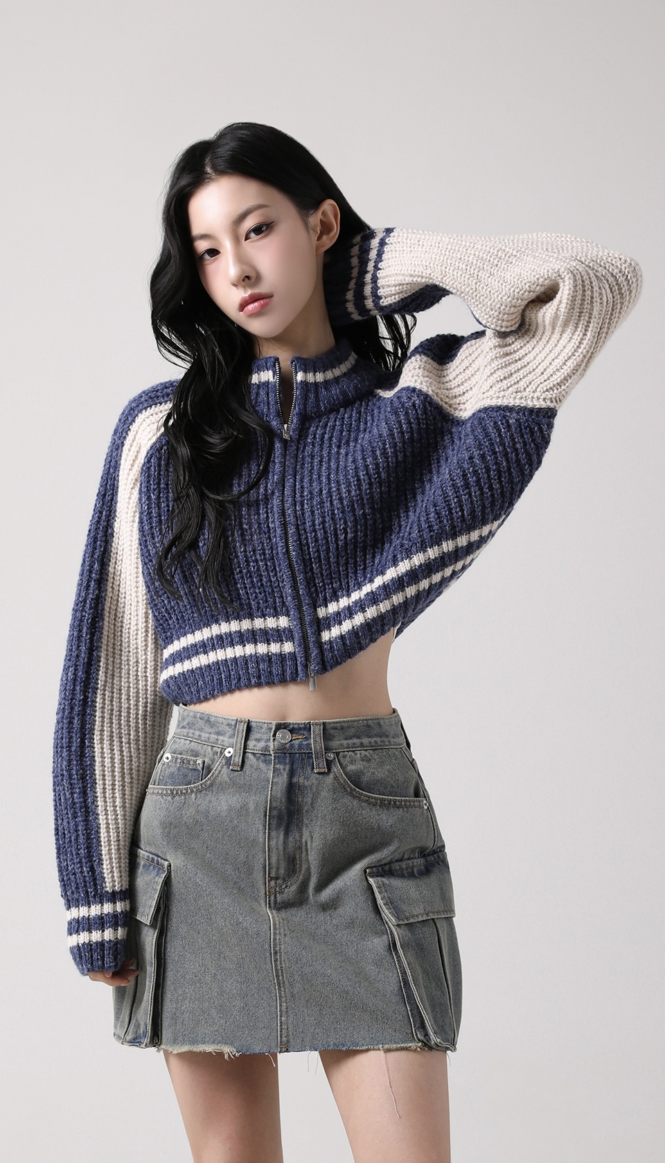 <預購> 韓國AVANDRESS 雙拉鍊針織短版外套