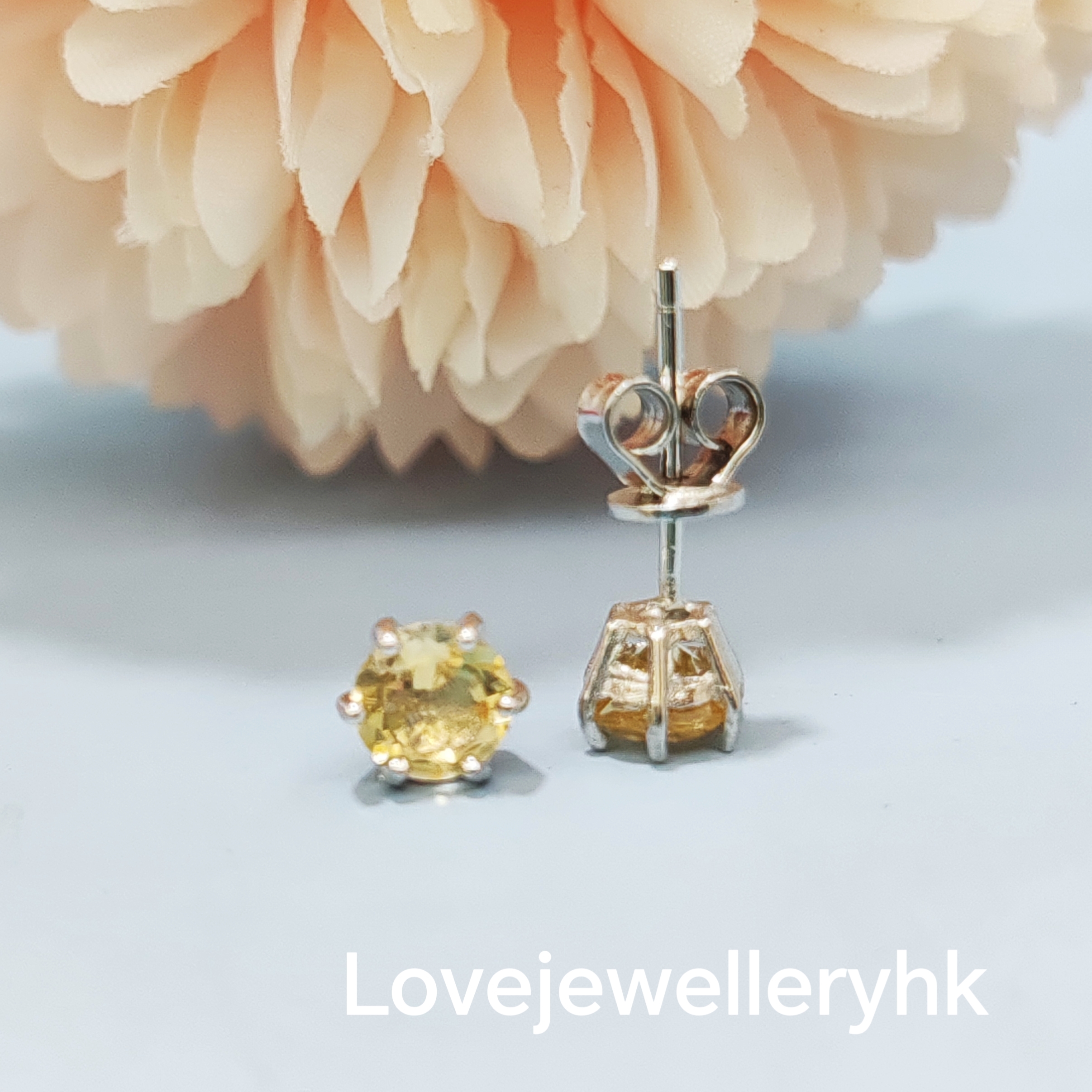 天然黃晶耳環       GE001