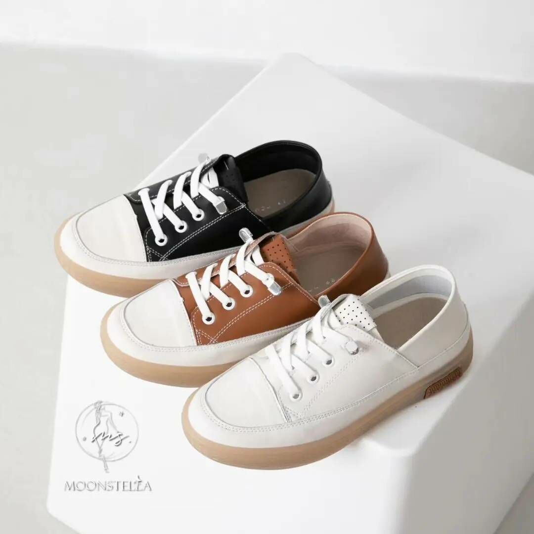 韓系焦糖底牛皮懶人鞋