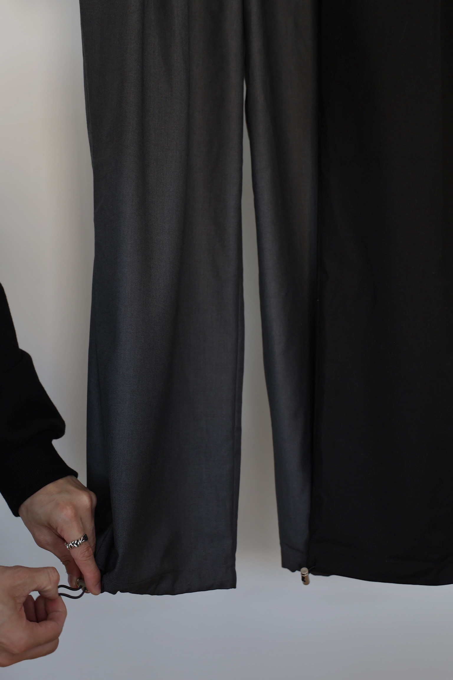 微光澤雙摺西裝褲