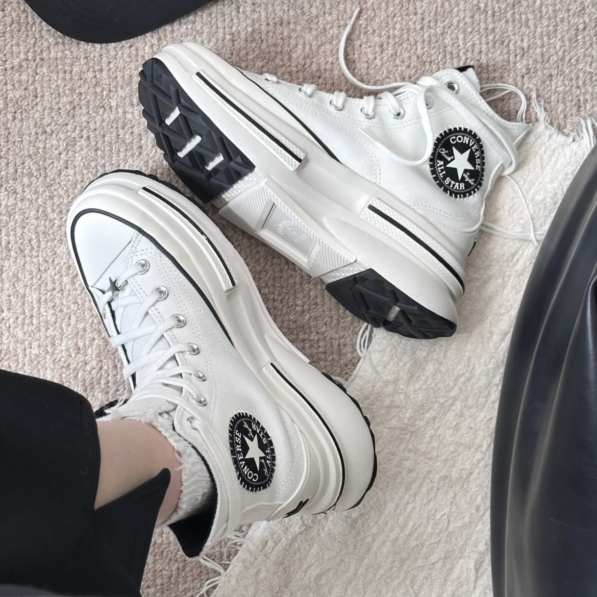 Converse Run Star Legecy CX 餅乾厚底夾心 純白/粉白