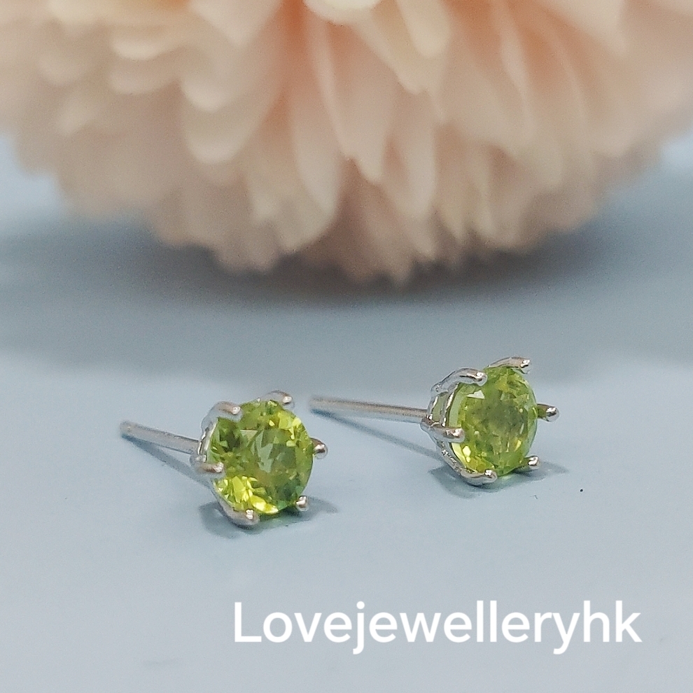 天然橄欖石耳環    GE002