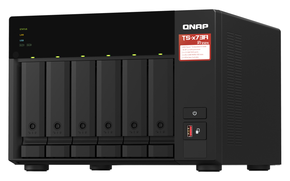 QNAP TS-673A AMD Ryzen™ 四核心2.2 GHz 雙2.5GbE 6 Bay NAS