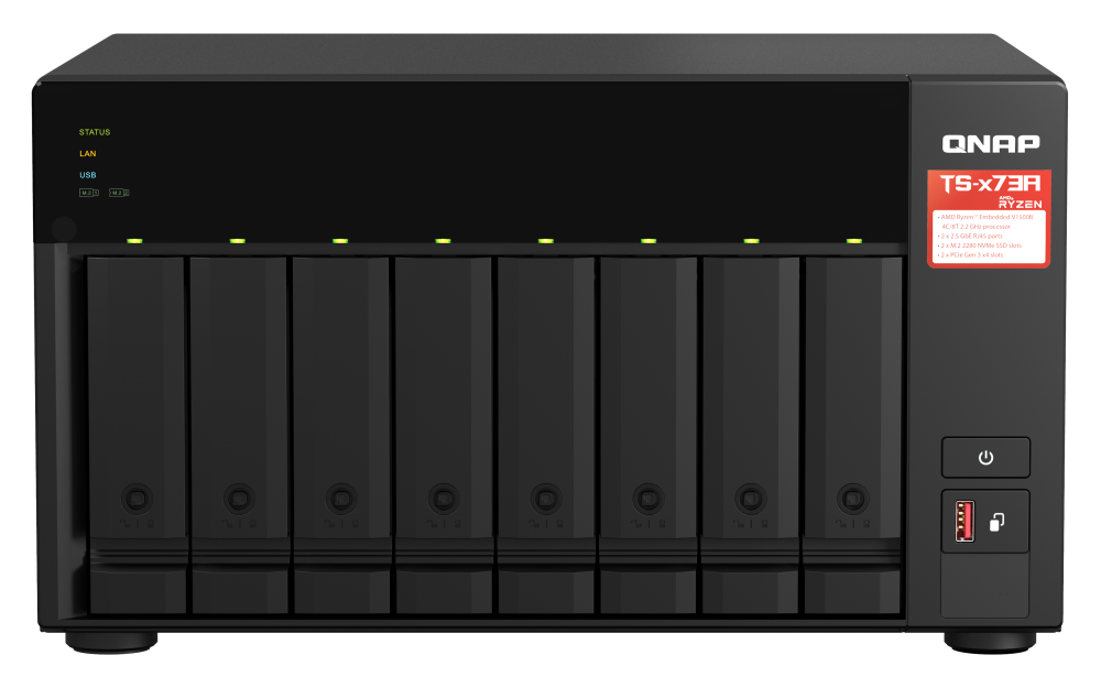 QNAP TS-873A AMD Ryzen™ 四核心2.2 GHz 雙2.5GbE 8 Bay NAS