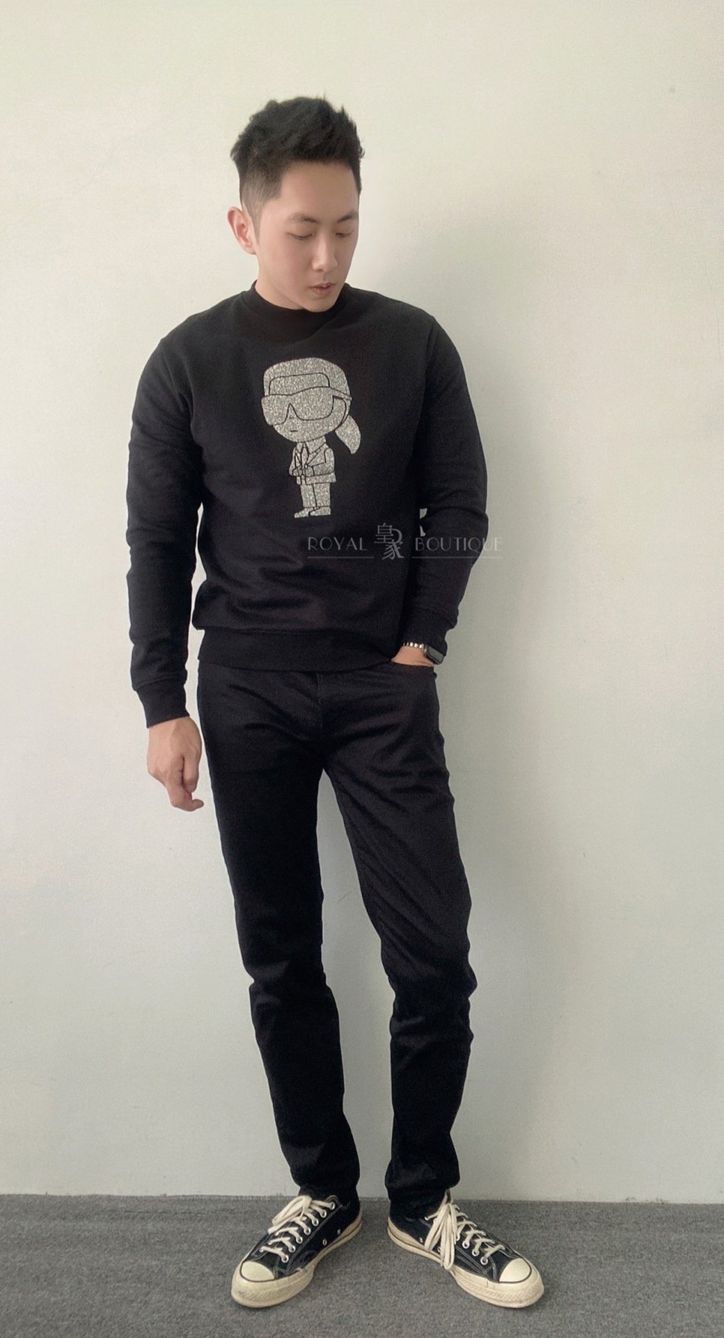 KARL LAGERFELD 卡爾 卡爾老佛爺水鑽大學T