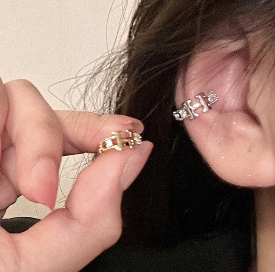 低奢H 金銀鑽耳骨夾