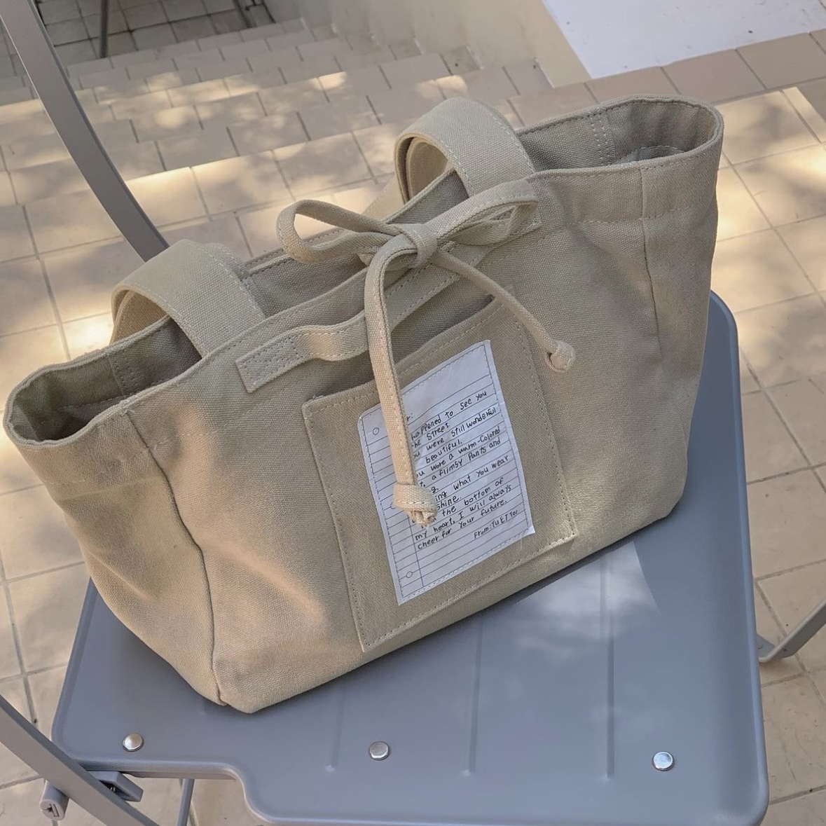 [Tu Et Toi] VINTAGE CANVAS CROSS BAG ★韓國 Cross Vintage Canvas Bag - Natural - TU ET TOI | 60% - Asian