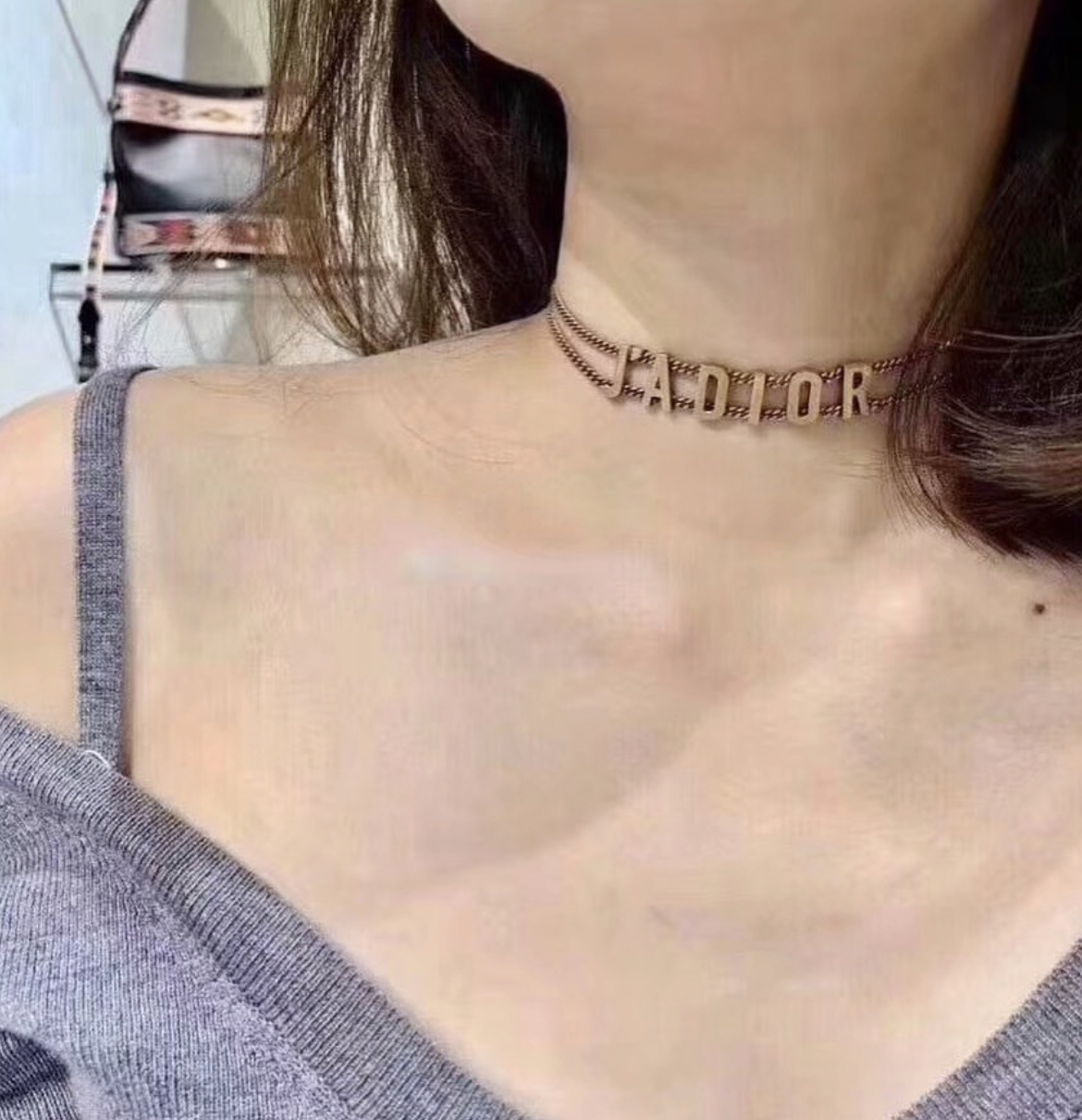 18k”JADIOR經典立體字母雙金高奢定製項鍊