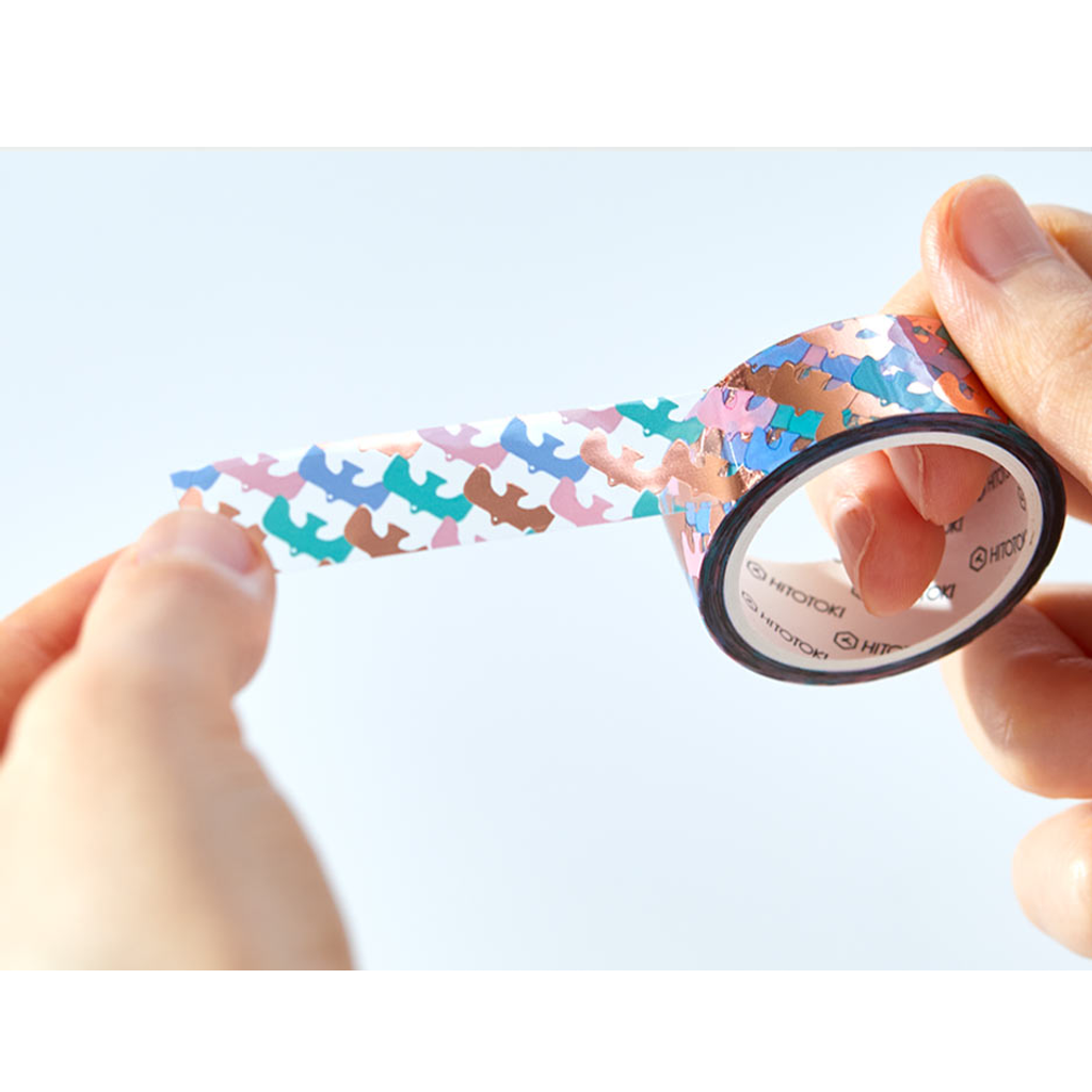 鳥（玫瑰金） Soda透明PET膠帶 寬15MM ｜KING JIM