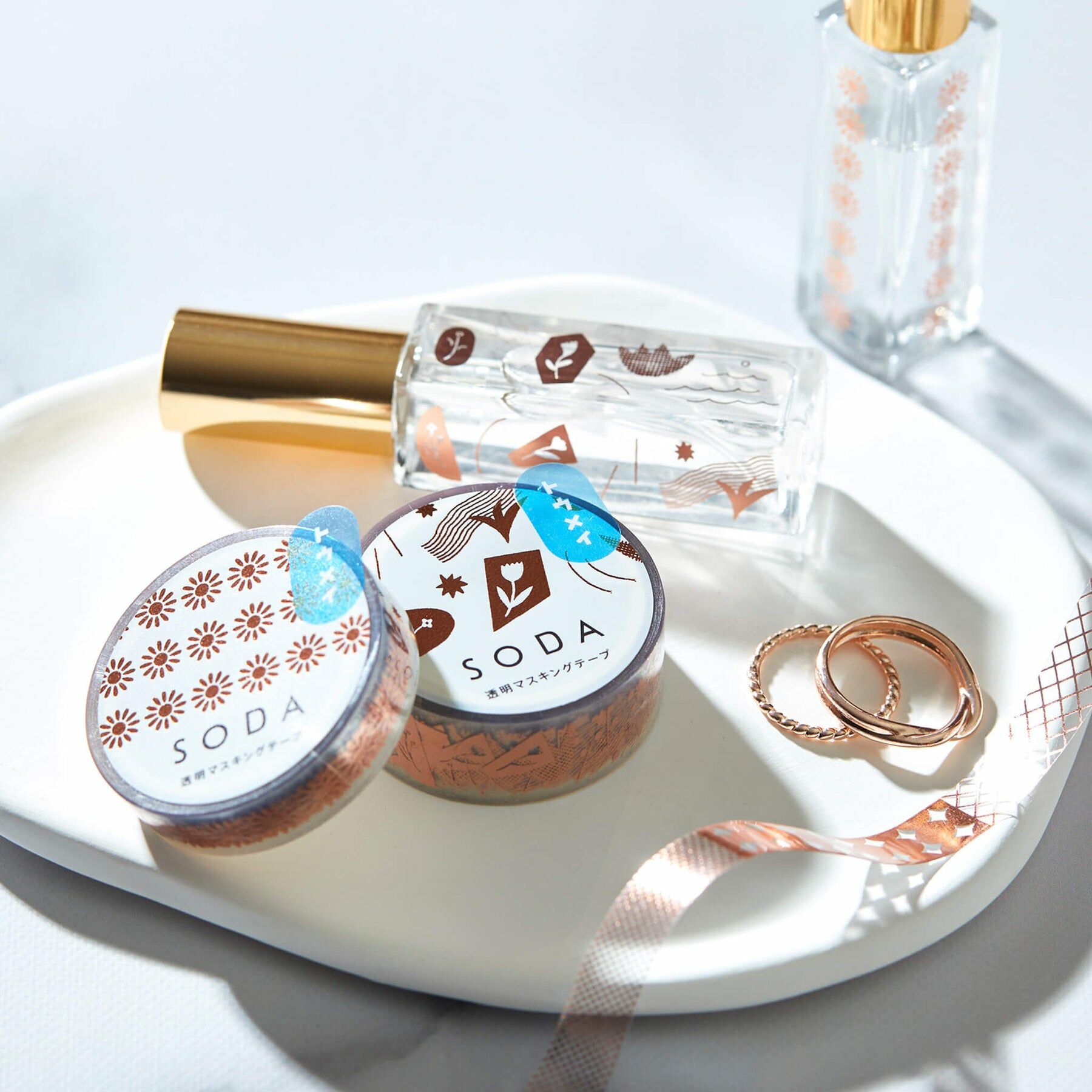 碎片（玫瑰金） Soda透明PET膠帶 寬15MM ｜KING JIM