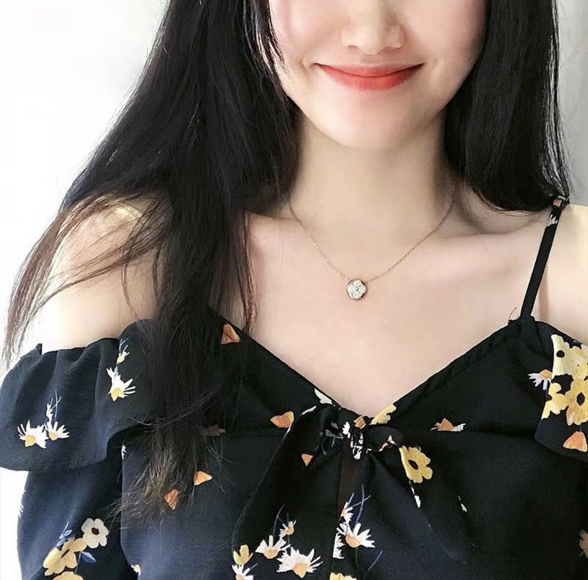 水鑽圓四葉草 玫瑰金金細項鍊