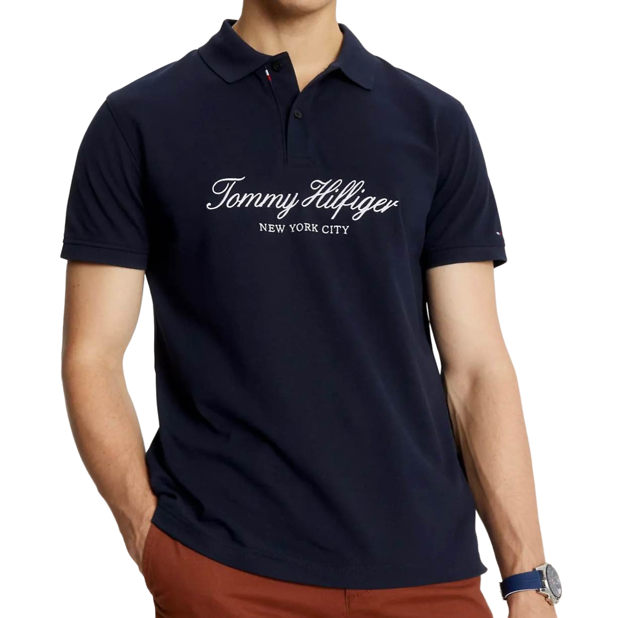 【Tommy Hilfiger Outlet】REGULAR FIT EMBROIDERED NYC SCRIPT POLO 78J9450
