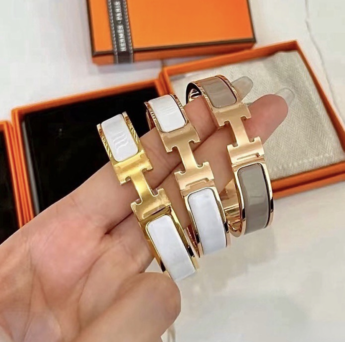 Hm高訂琺瑯18k高奢定製經典寬手鐲