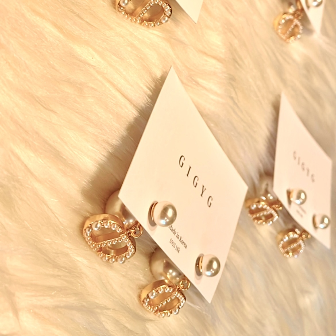 18k經典雙D滿金珍珠”夢幻珍珠系後扣定製耳釘