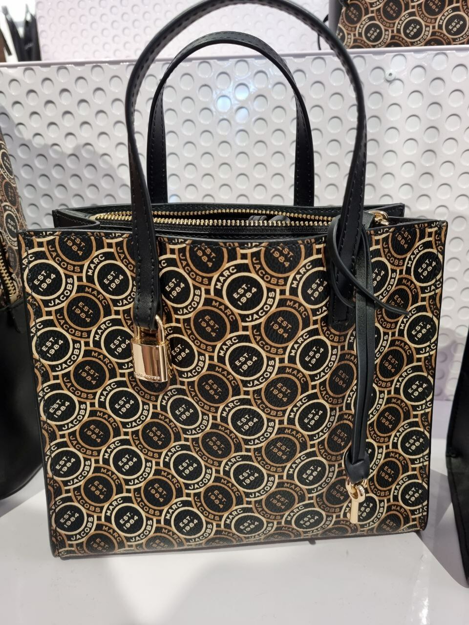 [S] MARC JACOBS H003M12FA22 SIGNET COATED CANVAS MINI GRIND TOTE,BLACK MULTI, 196611004831 (SMJ198)