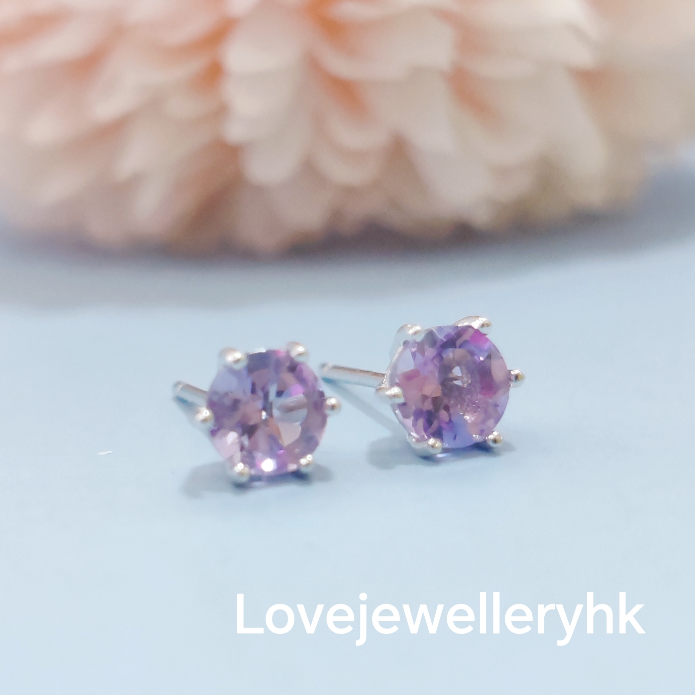 天然紫晶耳環       GE010