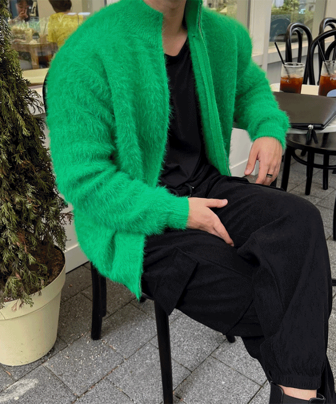 倫敦馬海毛拉鍊開衫