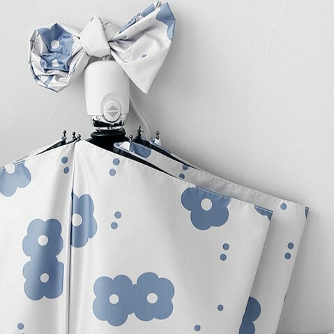 《3196》Ins風藍色小花自動摺疊傘