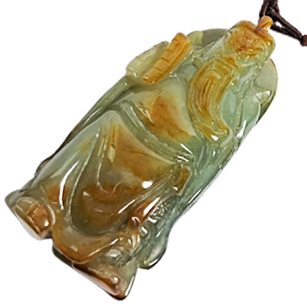 關聖帝君持春秋{三彩玉}中國結項鍊【十方】124571