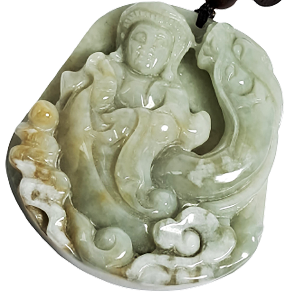 降龍觀音{緬甸玉老糯種}翡翠【十方】135636