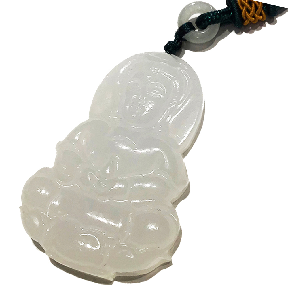 白衣觀音{白玉}深綠色中國結項鍊【十方】149719