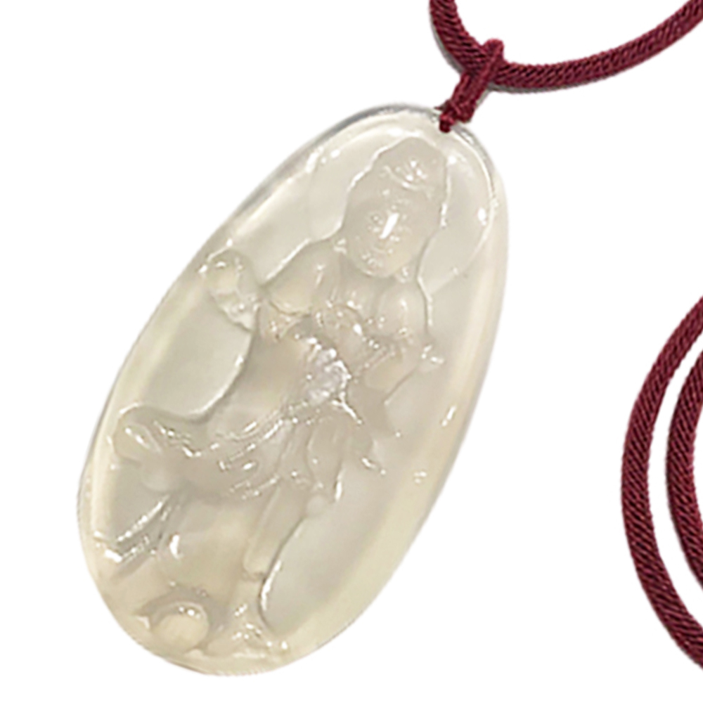 白衣觀音{ 白玉髓} 紅色中國結項鍊【十方】149724