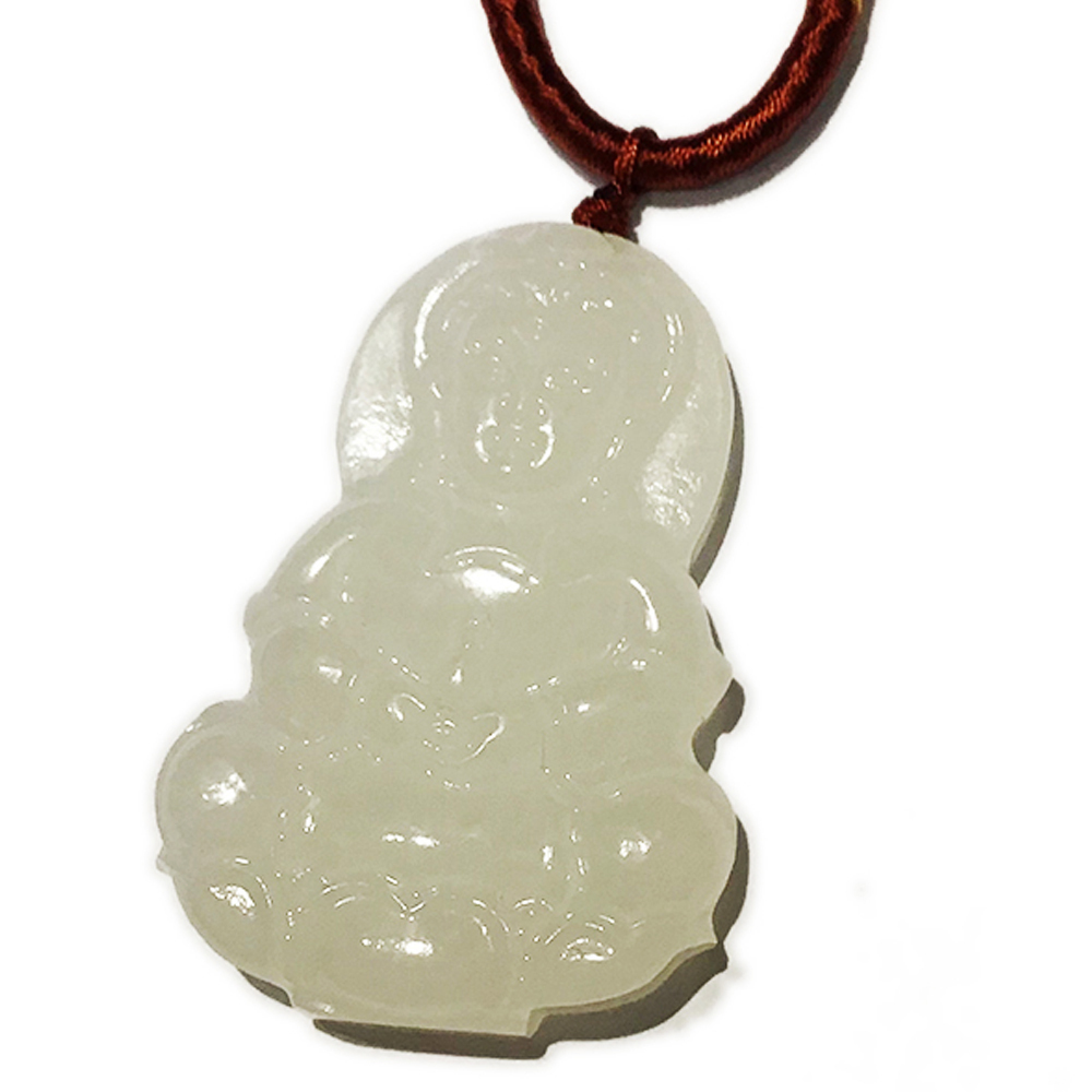 白衣觀音{白玉}淺咖啡色中國結項鍊【十方】149711