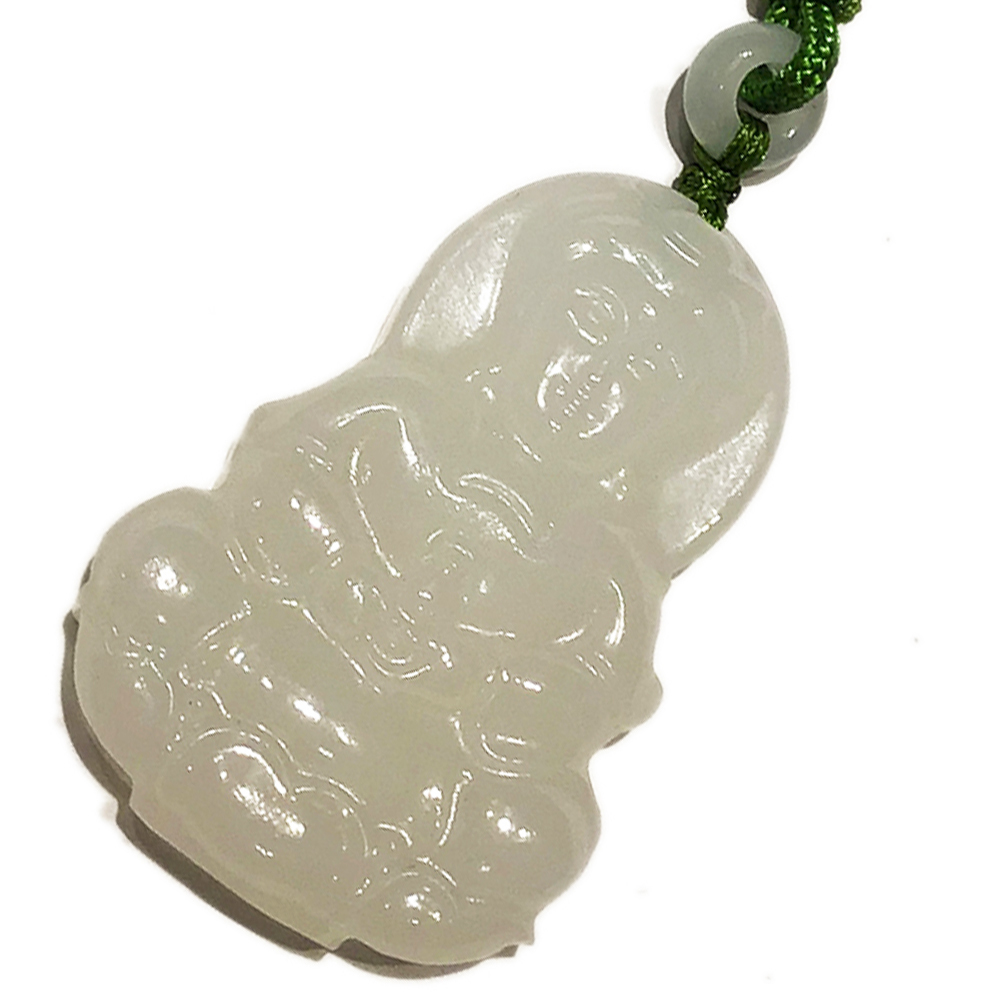 白衣觀音{白玉} 深綠色中國結項鍊【十方】149720