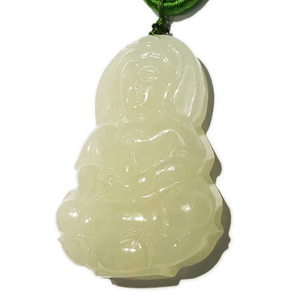 白衣觀音{白玉} 綠色中國結項鍊【十方】149709