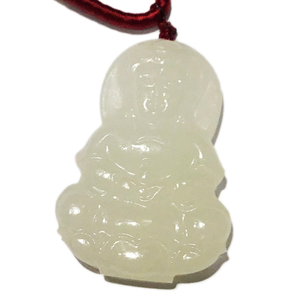 白衣觀音{白玉} 酒紅色中國結項鍊【十方】149710