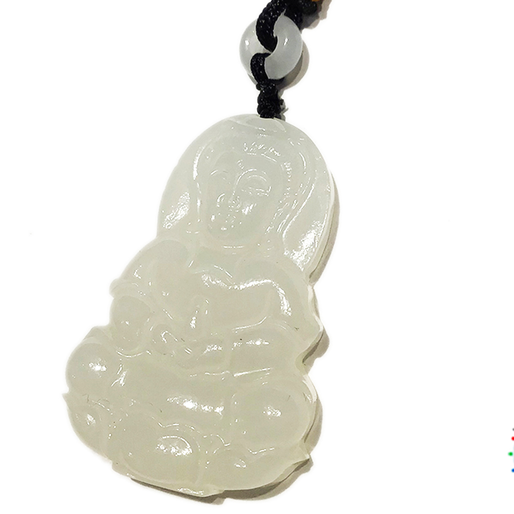 白衣觀音{白玉} 咖啡色中國結項鍊【十方】149722