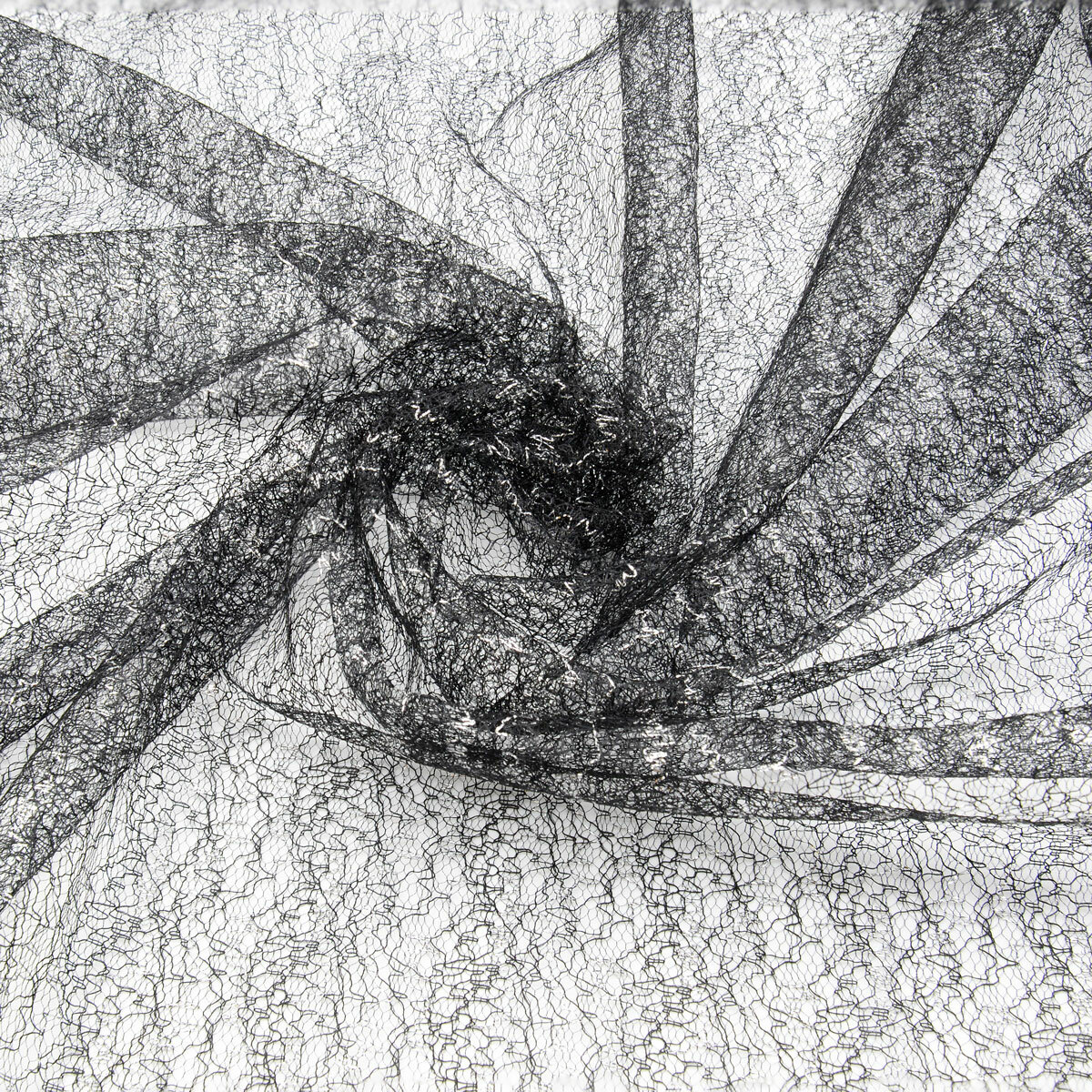 (黑)銀蔥蕾絲(一尺)【幅寬 : 150公分】